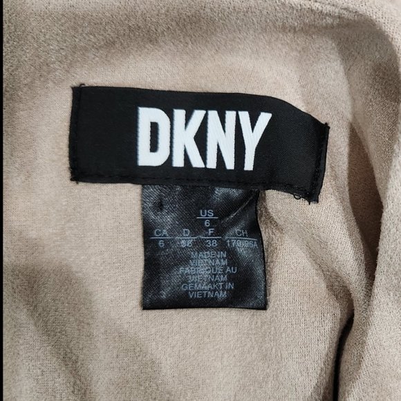 DKNY Light Tan Super Soft Crew Neck Party/Work/Wedding Suede Dress Size 6 - Picture 8 of 8